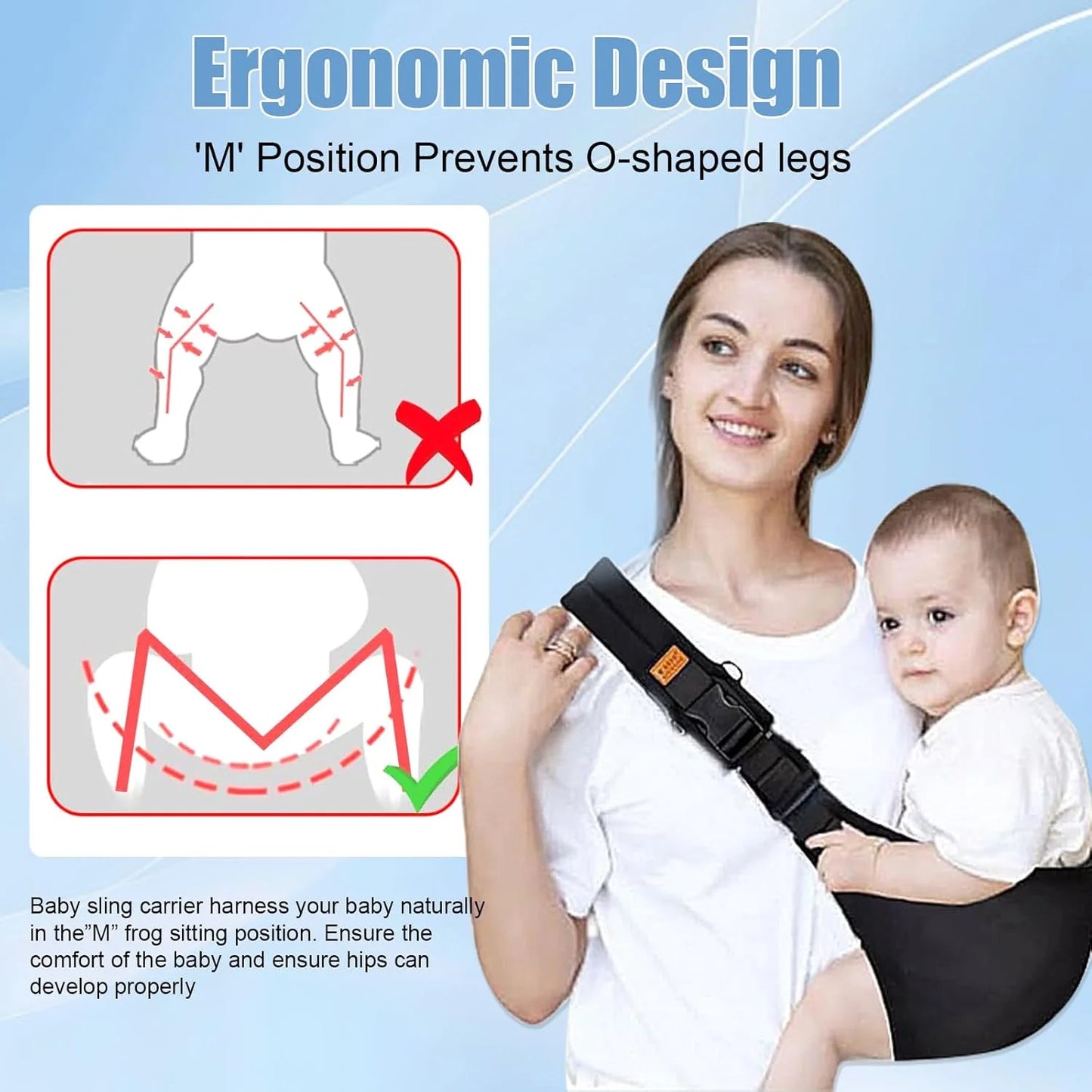 Adjustable Baby Sling Carrier – Portable Cotton Wrap for Infants & Toddlers with Padded Shoulder Strap and Safety Buckles - Home Fads