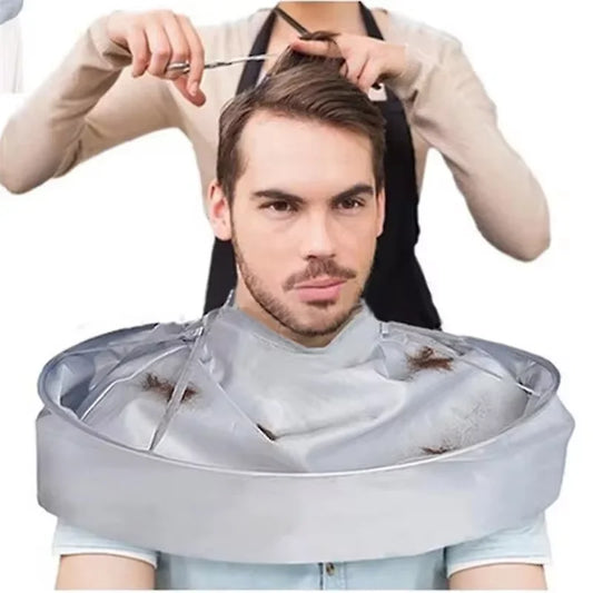 Adjustable Hair Cutting Cape – Umbrella-Style Shaving and Trimming Cloak for Home or Salon Use – One Size Fits All, Silver Gray - Home Fads