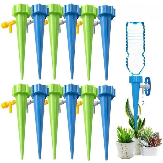 Adjustable Self-Watering Spikes – Automatic Drip Irrigation System for Indoor & Outdoor Plants, Potted Gardens, Greenhouses – 12-Pack - Home Fads