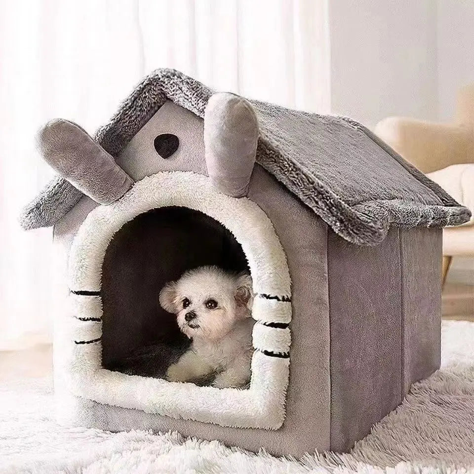 All-Season Pet House Bed – Enclosed Cozy Design with Removable Washable Cushion, Available in Small, Medium & Large - Home Fads 