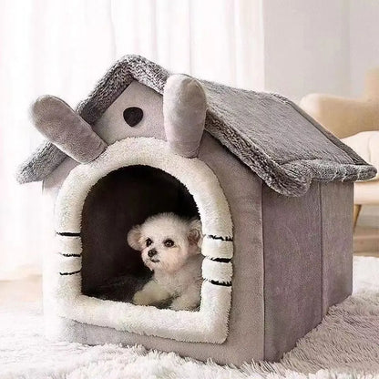 All-Season Pet House Bed – Enclosed Cozy Design with Removable Washable Cushion, Available in Small, Medium & Large - Home Fads 