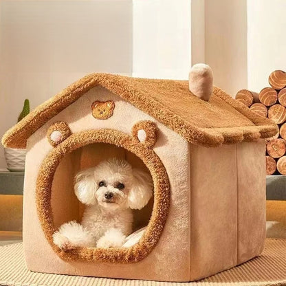 All-Season Pet House Bed – Enclosed Cozy Design with Removable Washable Cushion, Available in Small, Medium & Large - Home Fads 