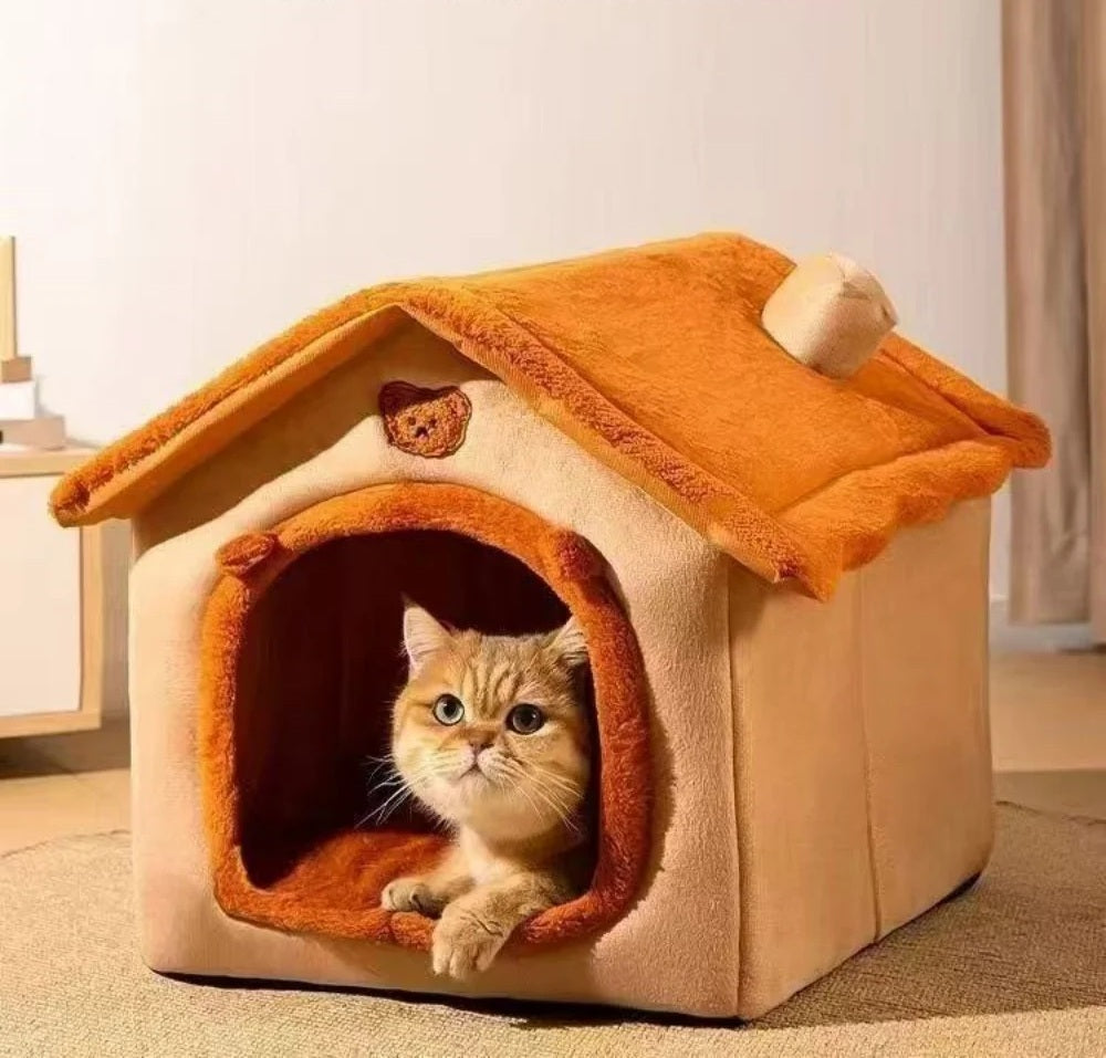 All-Season Pet House Bed – Enclosed Cozy Design with Removable Washable Cushion, Available in Small, Medium & Large - Home Fads 