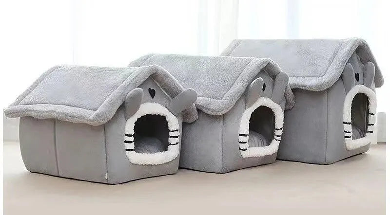 All-Season Pet House Bed – Enclosed Cozy Design with Removable Washable Cushion, Available in Small, Medium & Large - Home Fads 