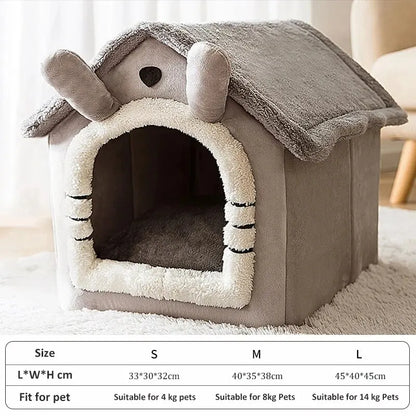 All-Season Pet House Bed – Enclosed Cozy Design with Removable Washable Cushion, Available in Small, Medium & Large - Home Fads 