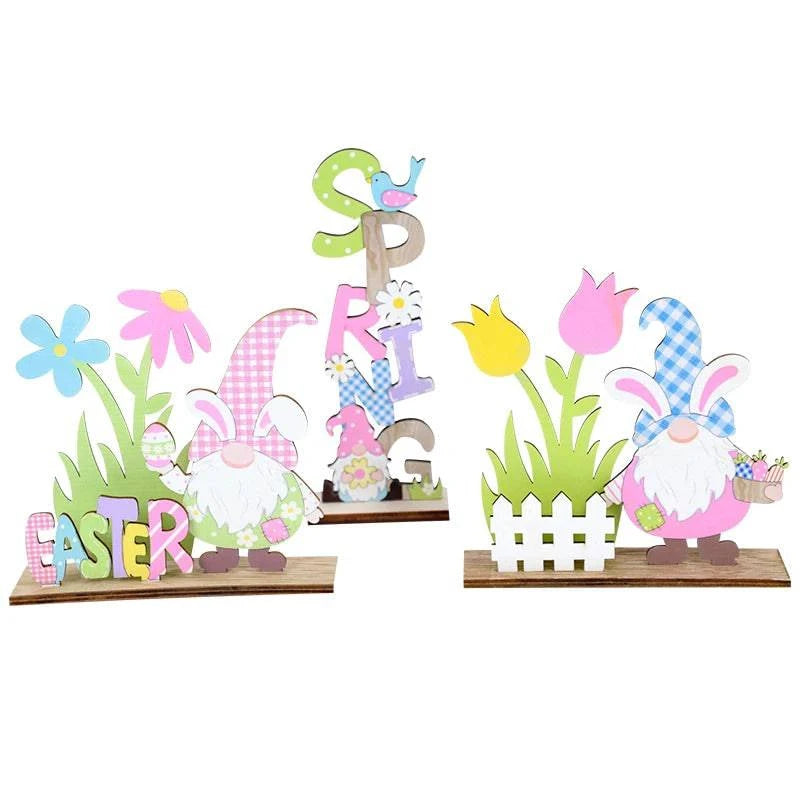 Artisanal Wooden Signs DIY Craft for Desktop Centerpieces – Featuring Decorative Rabbit, Flower, and Gnome Ornaments - Home Fads 