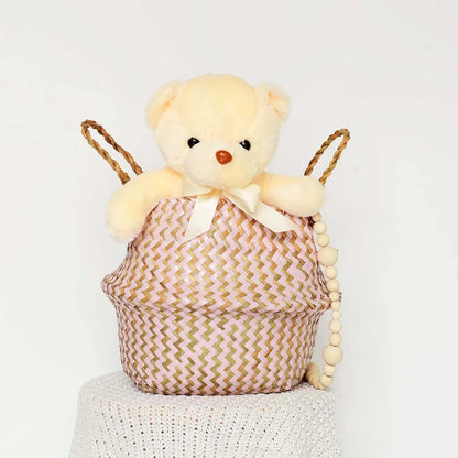 Boho Chic Handmade Striped Wicker Storage Baskets - Collapsible Laundry Basket and Flower Pot - Home Fads 