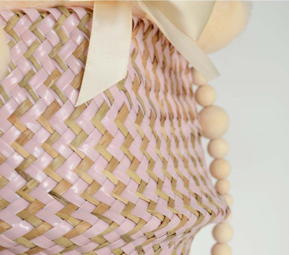 Boho Chic Handmade Striped Wicker Storage Baskets - Collapsible Laundry Basket and Flower Pot - Home Fads 