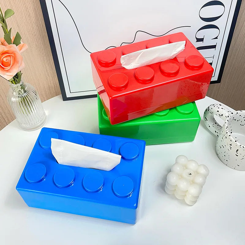 Building Block Tissue Holder – Stylish ABS Dispenser for Home, Office & Kids' Room - Home Fads 