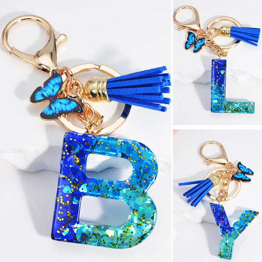 Butterfly Alphabet Keychain – Crystal Acrylic Pendant with Zinc Alloy Tassels, Elegant Valentine’s Day Gift for Women - Home Fads 