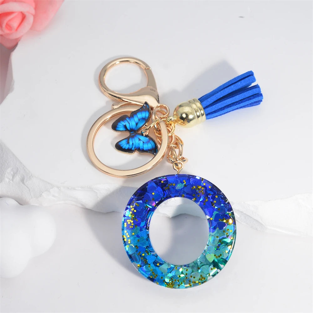 Butterfly Alphabet Keychain – Crystal Acrylic Pendant with Zinc Alloy Tassels, Elegant Valentine’s Day Gift for Women - Home Fads 