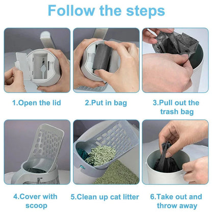 Cat Litter Scoop with Refill Bags - Efficient Pet Waste Management Tool for Clean and Hygienic Litter Boxes - Home Fads 