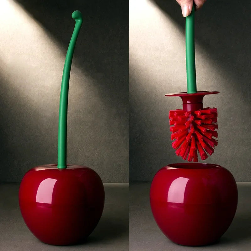 Cherry-Shaped Toilet Brush and Holder Set – Stylish Bathroom Accessory with High-Quality Thick Brush Head and Anti-Slip Handle - Home Fads 