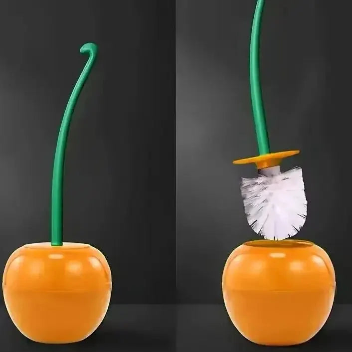 Ensemble de brosse de toilette et support en forme de cerise – Accessoire de salle de bain élégant avec tête de brosse épaisse de haute qualité et poignée antidérapante