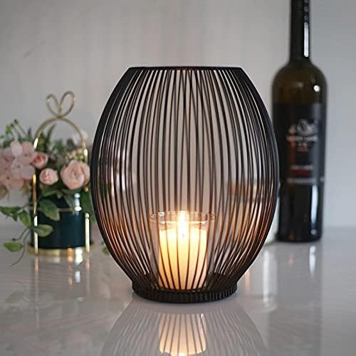 Chic Black Metal Lantern: Stylish Candle Holder for Modern Home Decor - Home Fads 