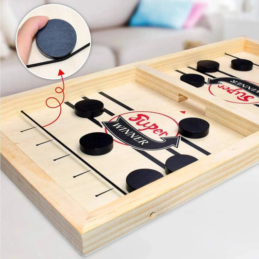 Classic Foosball Wooden Table Hockey - Catapult Chess Board Game for All Ages - Home Fads 