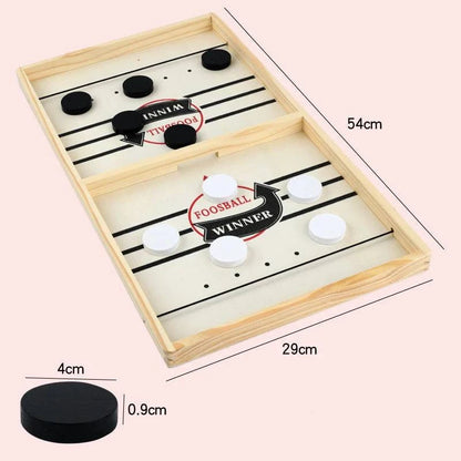 Classic Foosball Wooden Table Hockey - Catapult Chess Board Game for All Ages - Home Fads 
