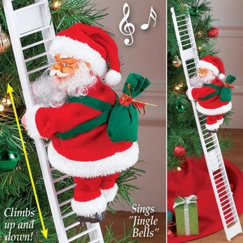 Climbing Holiday Ladder Ornament with Music – Festive Decoration for Tree, Staircase, or Fireplace Display - Home Fads 