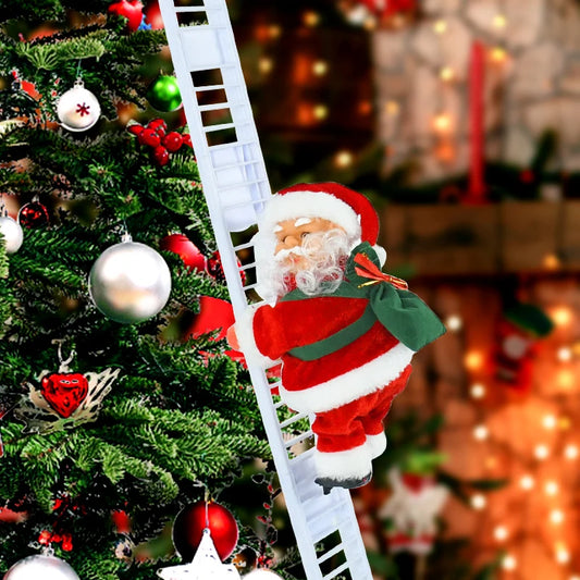 Climbing Holiday Ladder Ornament with Music – Festive Decoration for Tree, Staircase, or Fireplace Display - Home Fads 