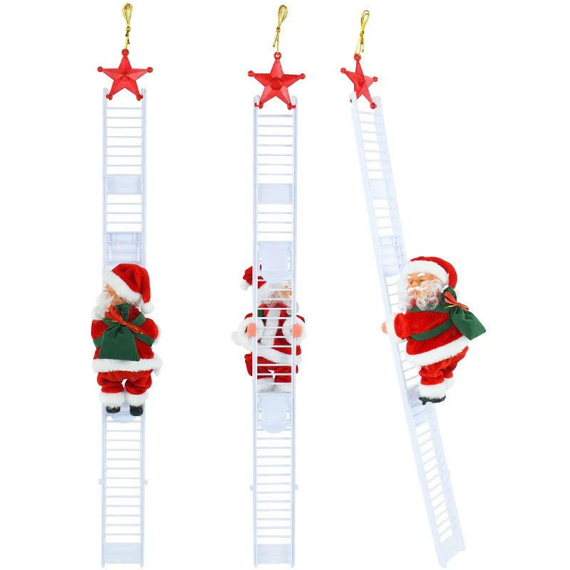 Climbing Holiday Ladder Ornament with Music – Festive Decoration for Tree, Staircase, or Fireplace Display - Home Fads 