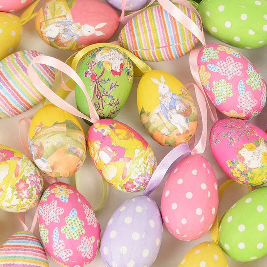 Colorful Foam Egg Ornaments – Set of 12 – Perfect for Home Decor, Craft Projects, and Seasonal Displays - Home Fads 
