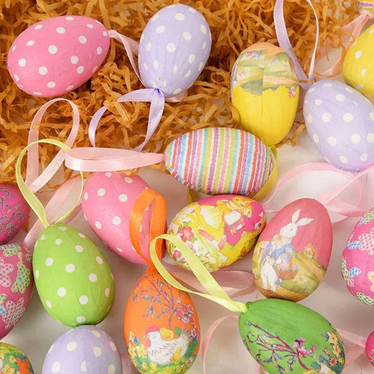Colorful Foam Egg Ornaments – Set of 12 – Perfect for Home Decor, Craft Projects, and Seasonal Displays - Home Fads 