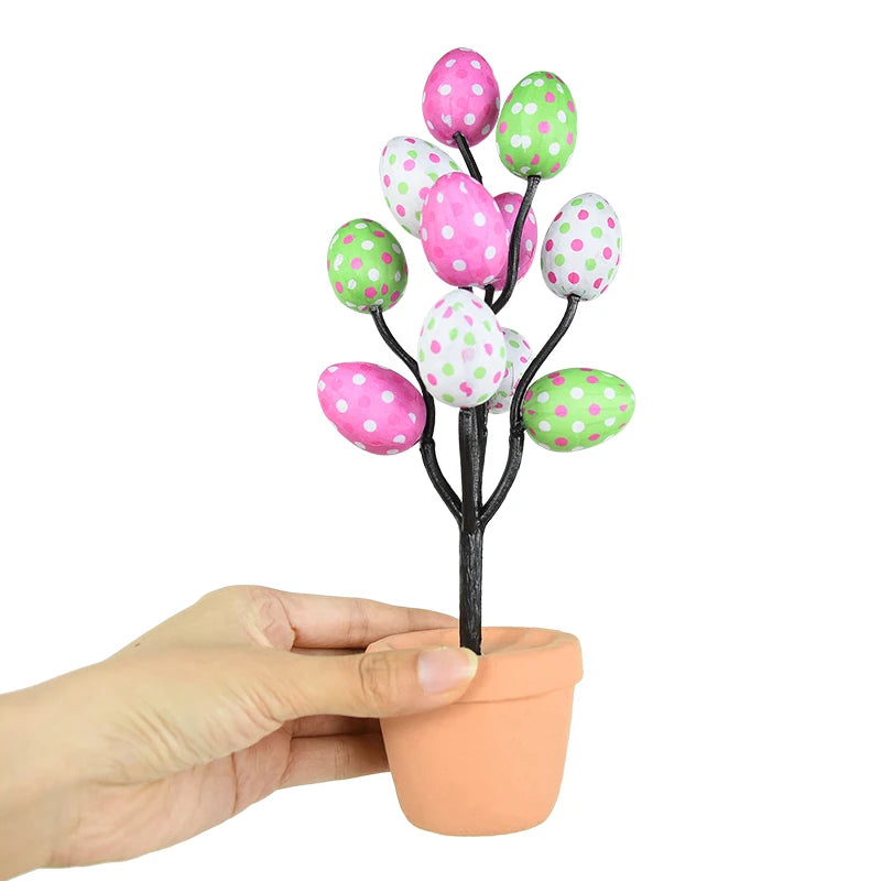 Colorful Foam Egg Tree Flowerpot – Creative Tabletop Décor for Spring and Holiday Displays - Home Fads 