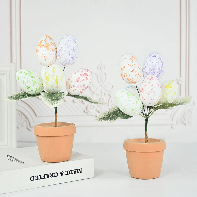 Colorful Foam Egg Tree Flowerpot – Creative Tabletop Décor for Spring and Holiday Displays - Home Fads 
