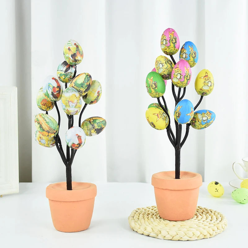 Colorful Foam Egg Tree Flowerpot – Creative Tabletop Décor for Spring and Holiday Displays - Home Fads 