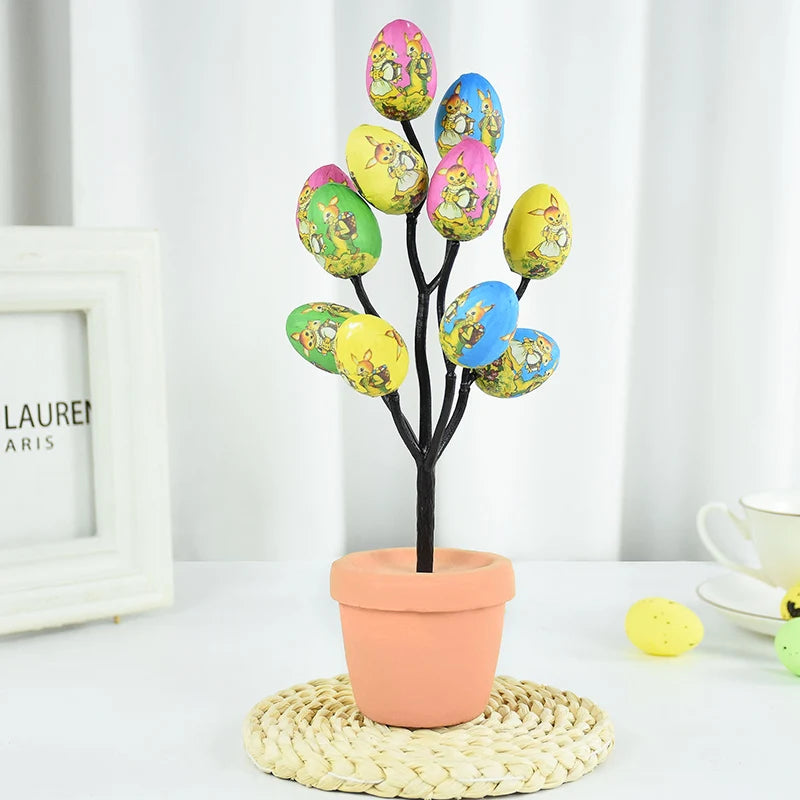 Colorful Foam Egg Tree Flowerpot – Creative Tabletop Décor for Spring and Holiday Displays - Home Fads 
