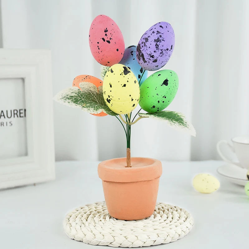 Colorful Foam Egg Tree Flowerpot – Creative Tabletop Décor for Spring and Holiday Displays - Home Fads 