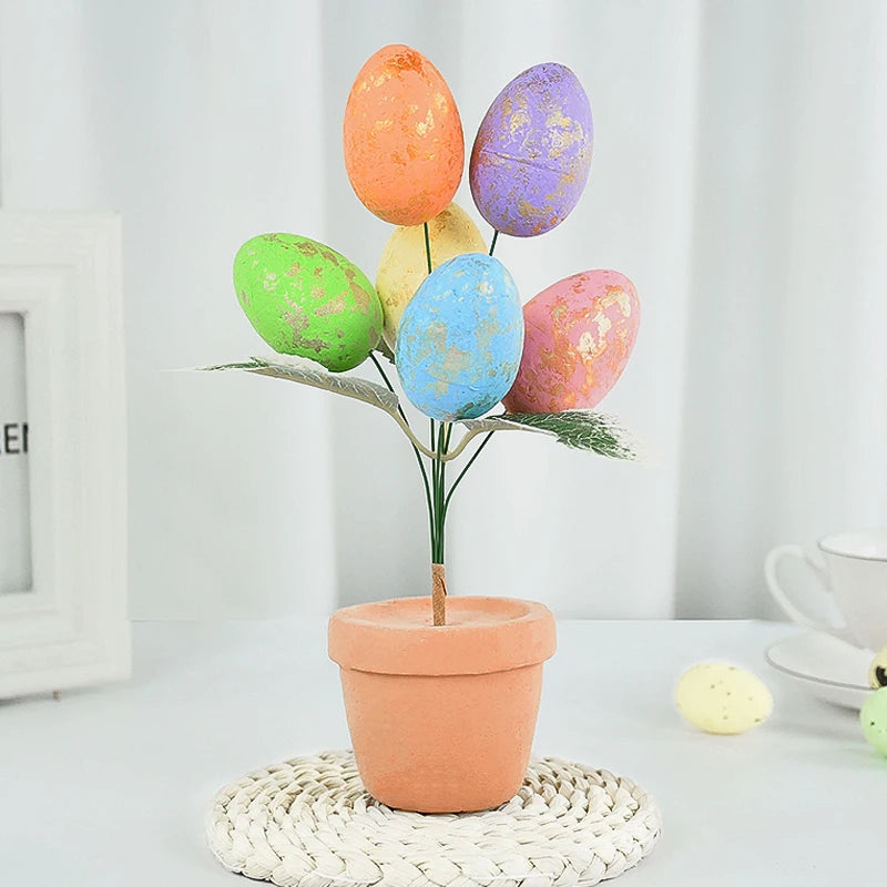 Colorful Foam Egg Tree Flowerpot – Creative Tabletop Décor for Spring and Holiday Displays - Home Fads 