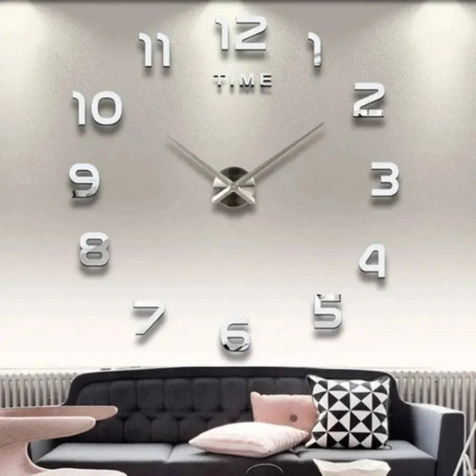 Contemporary DIY Wall Clock - Large 36 Inch Diameter - Acrylic Mirror Stickers - Home Fads 
