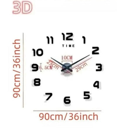 Contemporary DIY Wall Clock - Large 36 Inch Diameter - Acrylic Mirror Stickers - Home Fads 