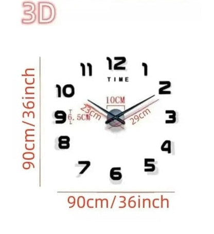 Contemporary DIY Wall Clock - Large 36 Inch Diameter - Acrylic Mirror Stickers - Home Fads 