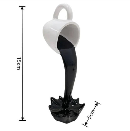 Contemporary Floating Coffee Cup Sculpture: Unique Kitchen Decor with Pouring Splash - Creative Desktop Accent - Home Fads 