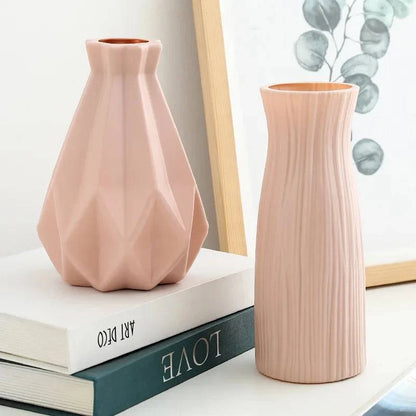 Contemporary Plastic Vase for Home Decor: Ceramic-Style Flower Pot - Home Fads 
