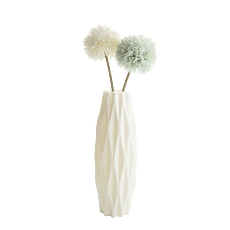 Contemporary Plastic Vase for Home Decor: Ceramic-Style Flower Pot - Home Fads 