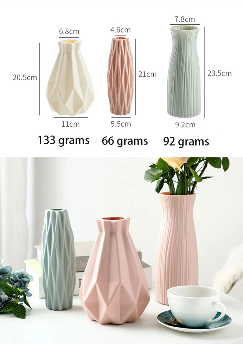 Contemporary Plastic Vase for Home Decor: Ceramic-Style Flower Pot - Home Fads 