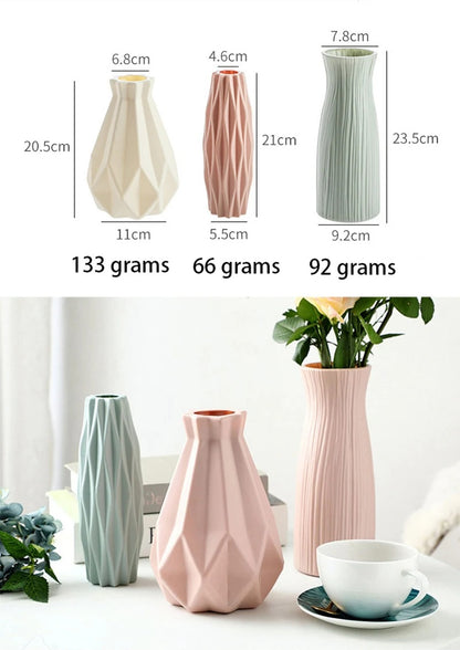Contemporary Plastic Vase for Home Decor: Ceramic-Style Flower Pot - Home Fads 