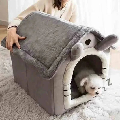 Cozy Indoor Cat / Dog Pet House with Removable Cushion - Soft Bed Tent Kennel for Small, Medium, and Large Pets - Home Fads 