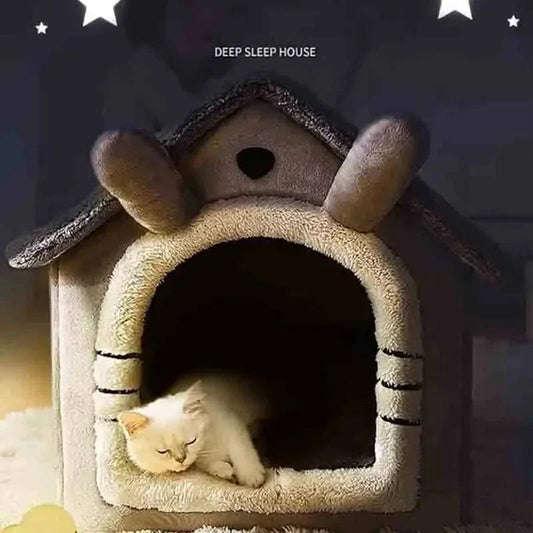 Cozy Indoor Cat / Dog Pet House with Removable Cushion - Soft Bed Tent Kennel for Small, Medium, and Large Pets - Home Fads 