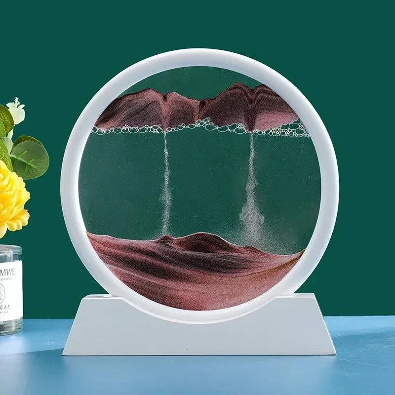 Creative Moving Sand Art Liquid Hourglass - Round Quicksand Painting Home Decor - Home Fads 