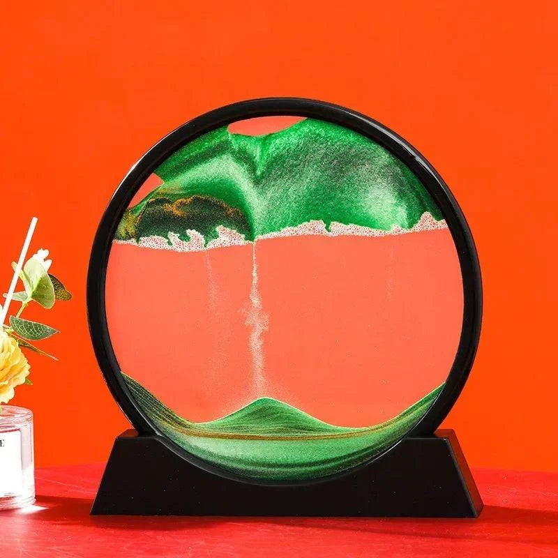 Creative Moving Sand Art Liquid Hourglass - Round Quicksand Painting Home Decor - Home Fads 