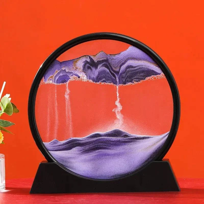 Creative Moving Sand Art Liquid Hourglass - Round Quicksand Painting Home Decor - Home Fads 