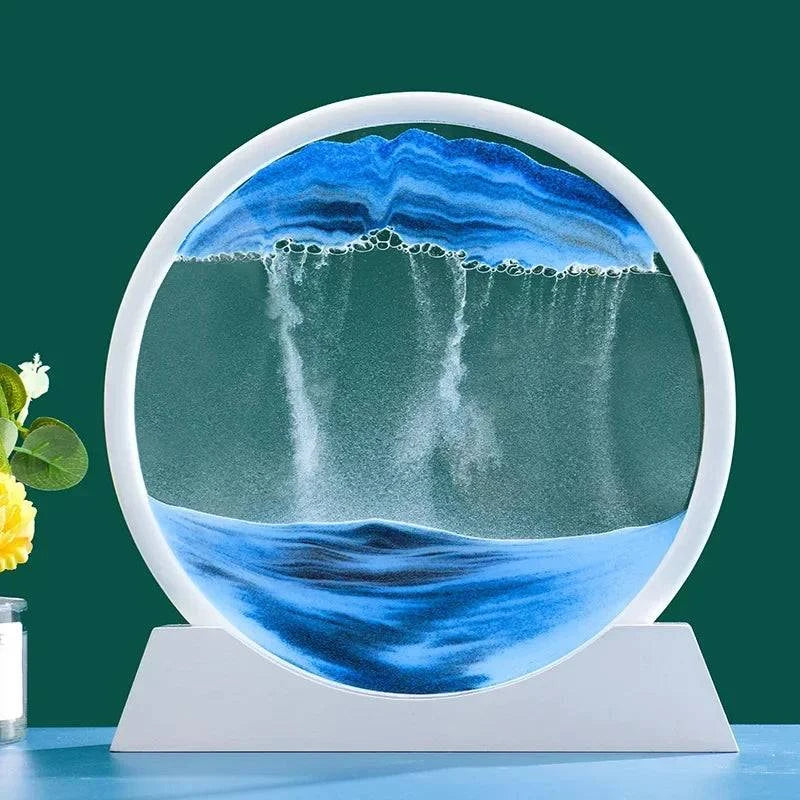 Creative Moving Sand Art Liquid Hourglass - Round Quicksand Painting Home Decor - Home Fads 