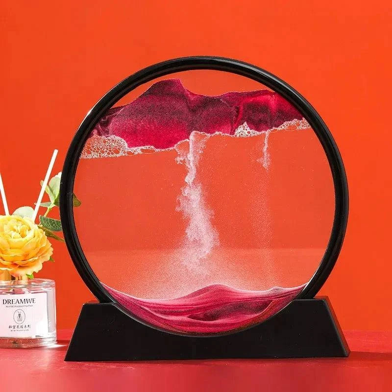 Creative Moving Sand Art Liquid Hourglass - Round Quicksand Painting Home Decor - Home Fads 