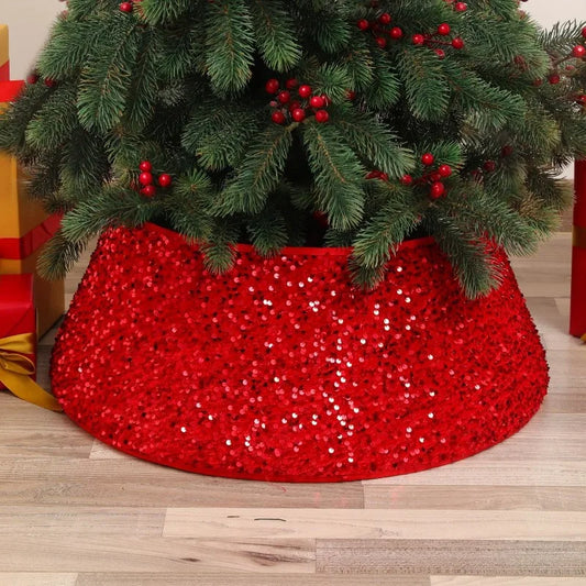 Decorative Holiday Tree Collar – Printed & Sequin Designs for Festive Décor, Plant Pots, and Celebrations, Made from Durable Non-Woven Fabric - Home Fads 