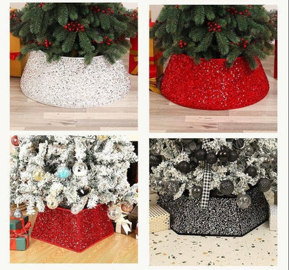 Decorative Holiday Tree Collar – Printed & Sequin Designs for Festive Décor, Plant Pots, and Celebrations, Made from Durable Non-Woven Fabric - Home Fads 