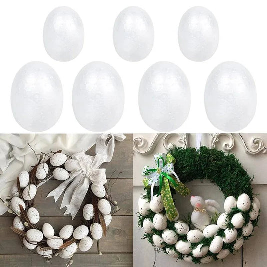 Decorative Rattan Wreath with Foam Eggs – White and Colorful Foam Ornaments for Versatile Seasonal Decor and Craft Projects - Home Fads 